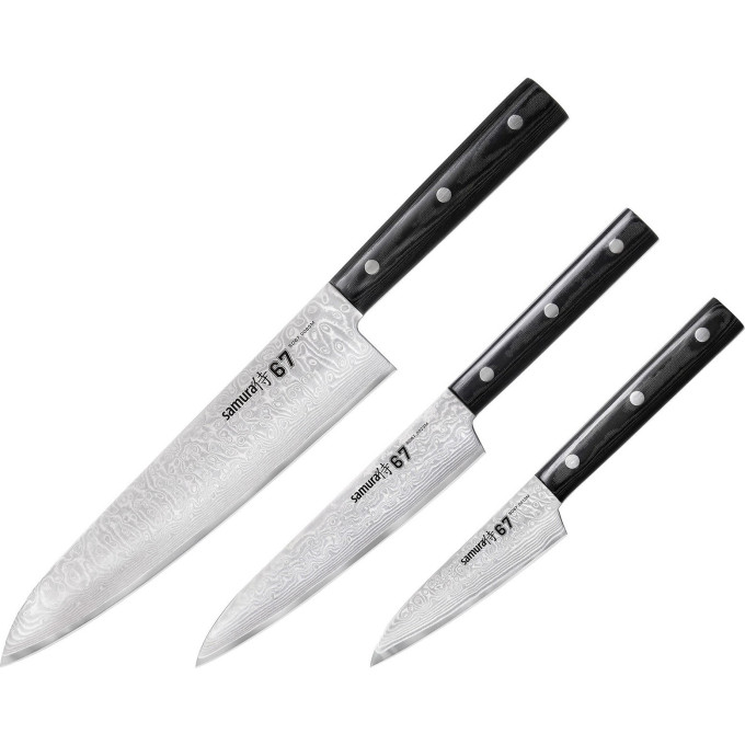 Набор из 3-х ножей SAMURA 67 DAMASCUS SD67-0220M/K